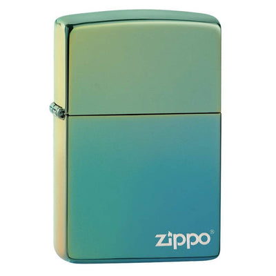 Zippo High Polish Teal with logo Lighter in India, Wind Proof Pocket Size Lighters Online, Best Pocket Size Best Lighter in India, Zippo India