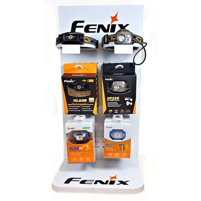 Fenix Flashlights, Headlamps Tabletop Display Stand, Showcase of Fenix Flashlights at Retail Store for Dealers