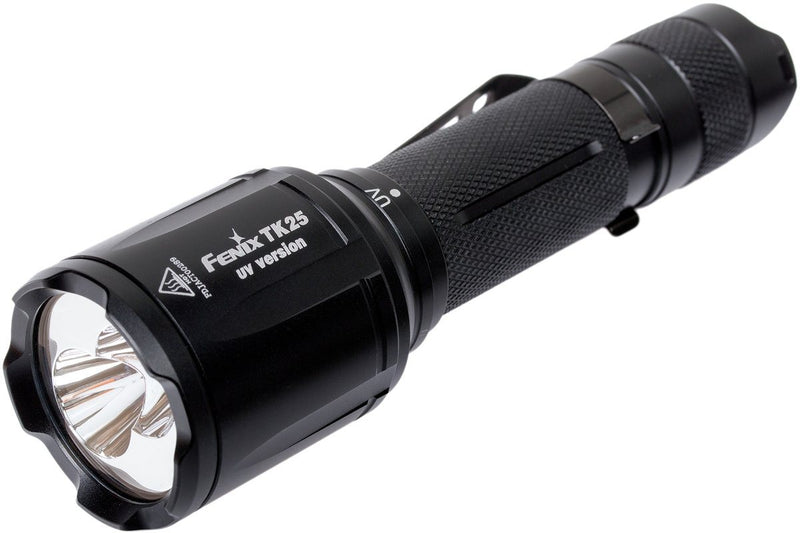 Fenix TK25UV LED Flashlight, White + Ultra Violet LEDs, Specially designed for Law enforcement policing department, One switch operation tactical LED Flashlight in India, Powerful LED Torch