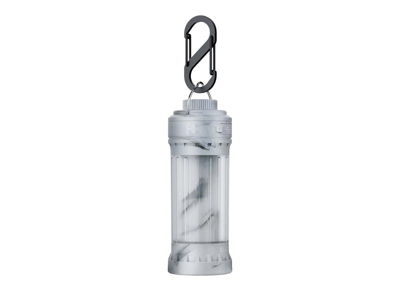 Fenix CL22R rechargeable camping lantern with white and red light modes, magnetic base, hanging hook, USB-C charging, water-resistant body, and multiple brightness settings, ideal for outdoor adventures and emergencies