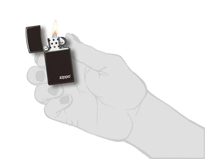 Slim High Polish Black Zippo Logo in India, Wind Proof Pocket Size Lighters Online, Best Pocket Size Best Lighter in India, Zippo India