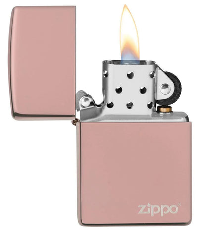 Zippo Lasered High Polish Rose Gold with Logo Lighter in India, Wind Proof Pocket Size Lighters Online, Best Pocket Size Best Lighter in India, Zippo India