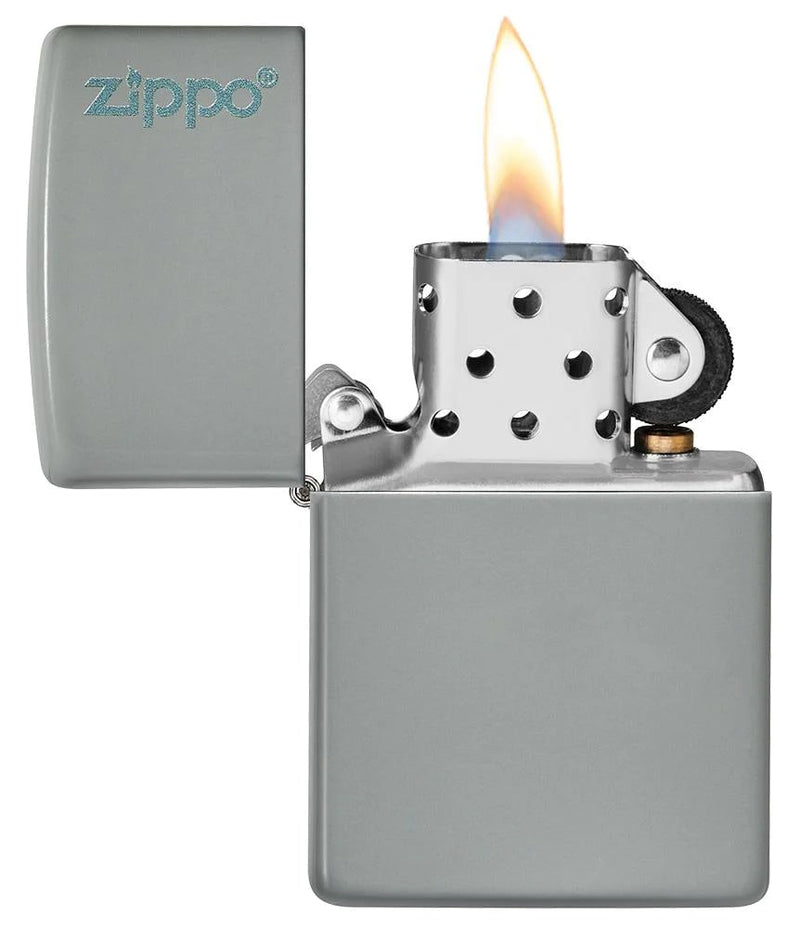 Zippo Flat Grey with logo in India, Wind Proof Pocket Size Lighters Online, Best Pocket Size Best Lighter in India, Zippo India