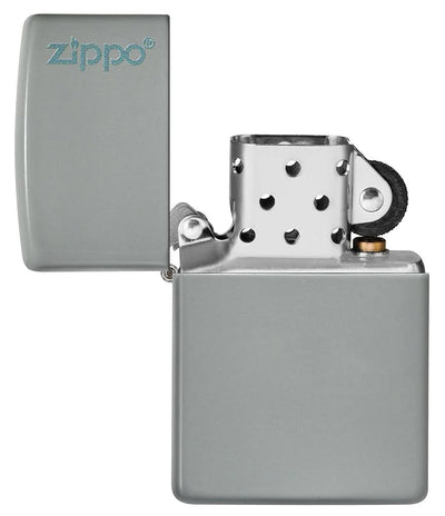 Zippo Flat Grey with logo in India, Wind Proof Pocket Size Lighters Online, Best Pocket Size Best Lighter in India, Zippo India