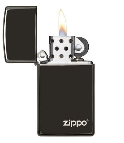 Slim High Polish Black Zippo Logo in India, Wind Proof Pocket Size Lighters Online, Best Pocket Size Best Lighter in India, Zippo India