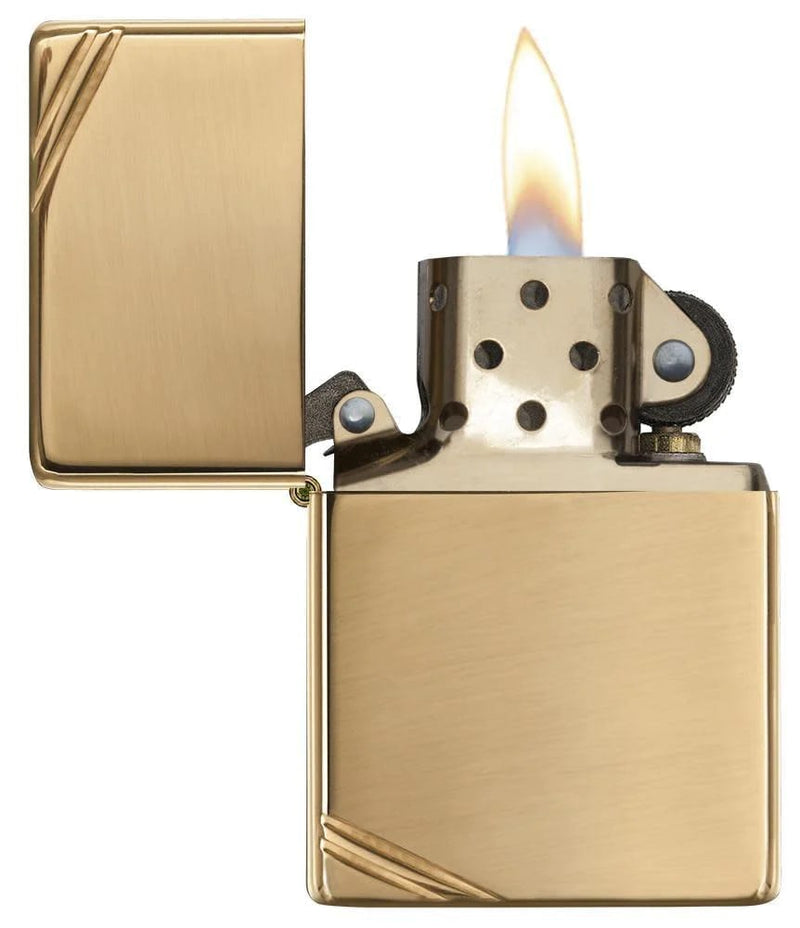 Zippo High Polish Brass Vintage with Slashes Lighter in India, Wind Proof Pocket Size Lighters Online, Best Pocket Size Best Lighter in India, Zippo India
