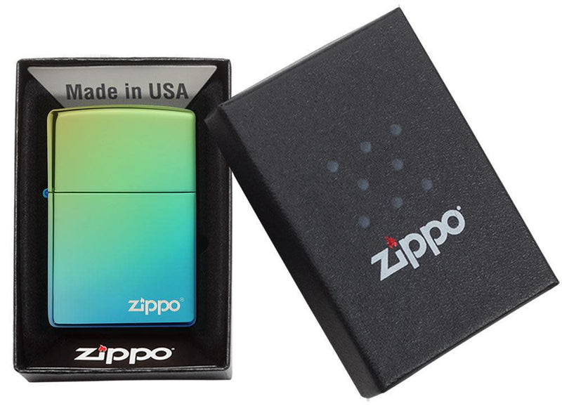 Zippo High Polish Teal with logo Lighter in India, Wind Proof Pocket Size Lighters Online, Best Pocket Size Best Lighter in India, Zippo India