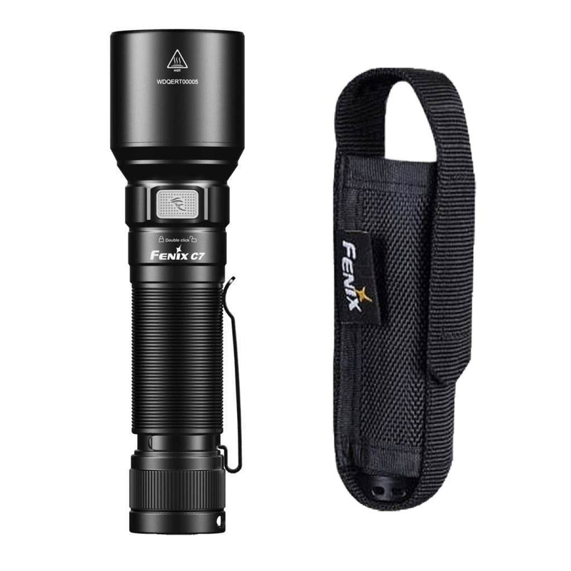 Fenix C7 LED Torchlight, 3000 Lumens Powerful Compact Rechargeable Light, Best Work EDC Outdoors Torch with holster pouch
