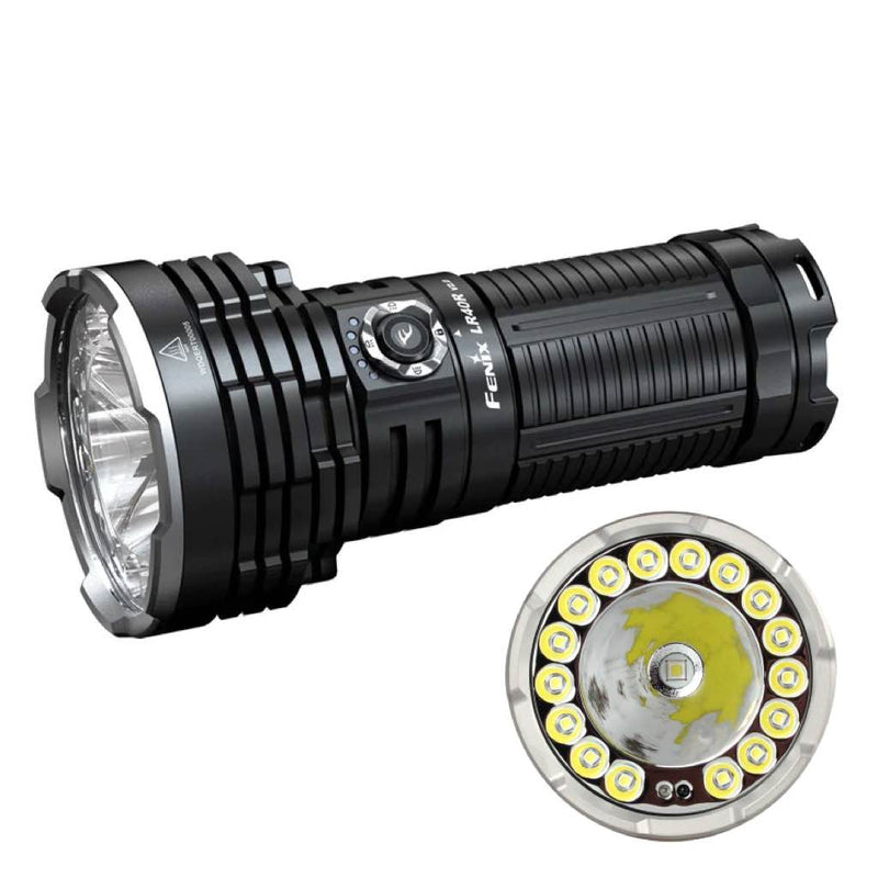 Fenix LR40R V2 LED rechargeable Searchlight for outdoor adventure with beam distance of 900 meters and output of 15000 Lumens