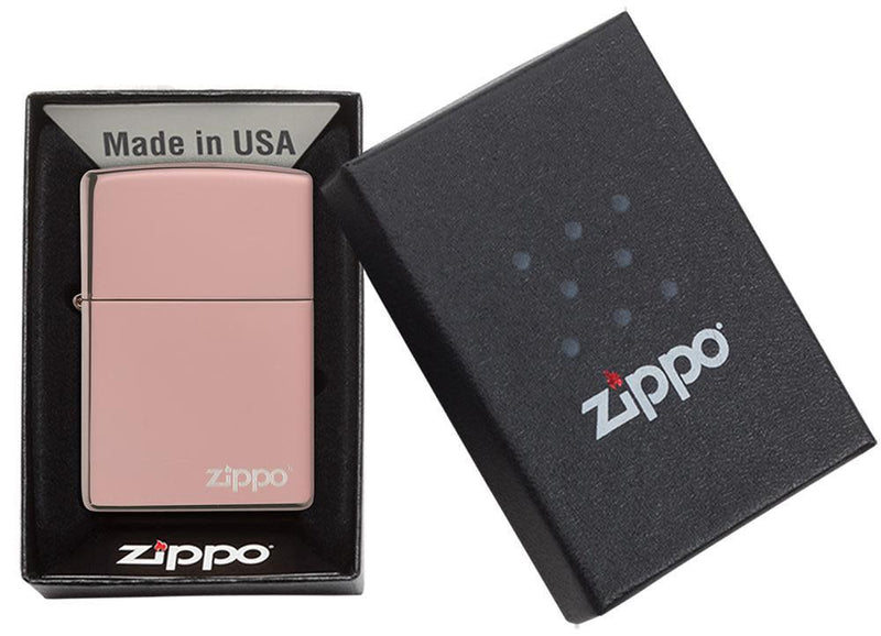 Zippo Lasered High Polish Rose Gold with Logo Lighter in India, Wind Proof Pocket Size Lighters Online, Best Pocket Size Best Lighter in India, Zippo India