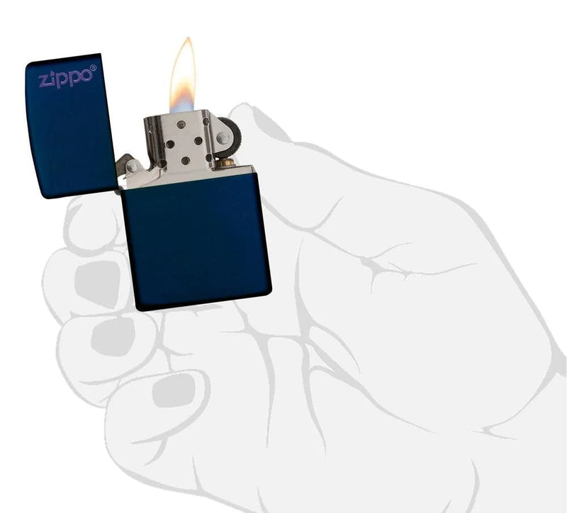 Zippo Classic Navy Matte with Logo Lighter in India, Wind Proof Pocket Size Lighters Online, Best Pocket Size Best Lighter in India, Zippo India