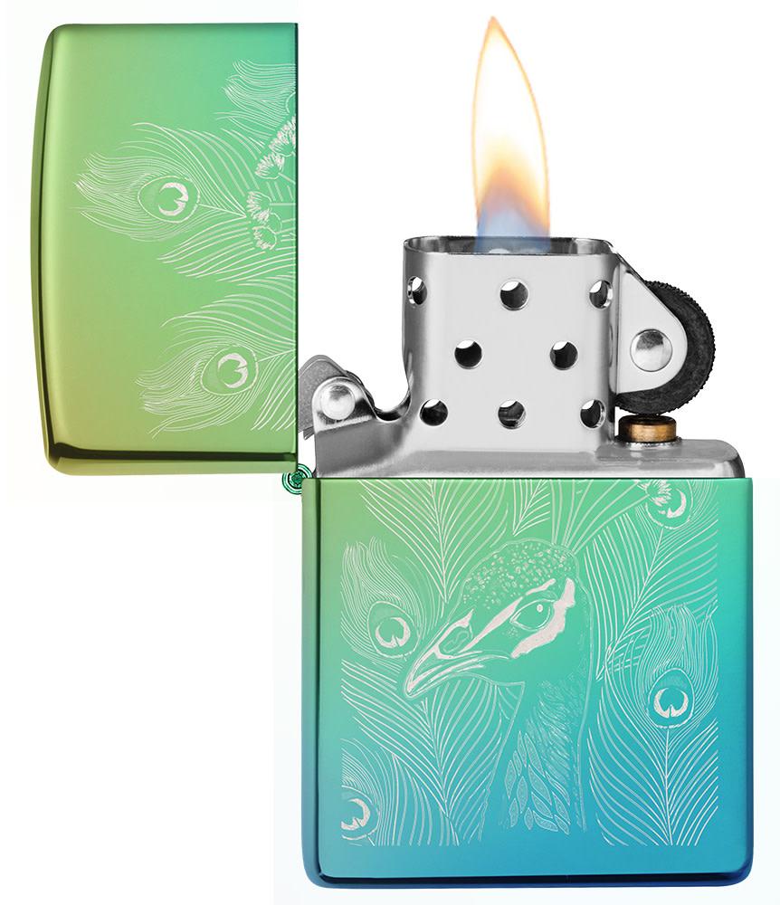 Zippo High Polish Teal Peacock - Buy Zippo In India with Engraving