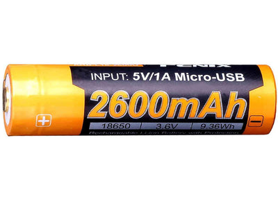 Fenix 18650 2600 USB Rechargeable Battery | ARB-L18U | USB Port Battery | USB Rechargeable Battery 