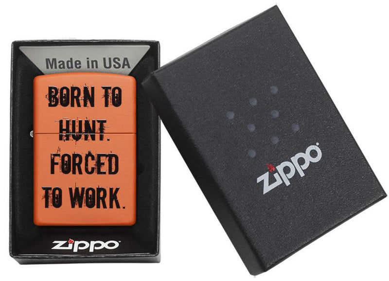 Zippo 29269 born to Hunt Forced to work Lighter in India, Orange Matte lighter, Genuine Zippo windproof Refillable lighter at Lightmen