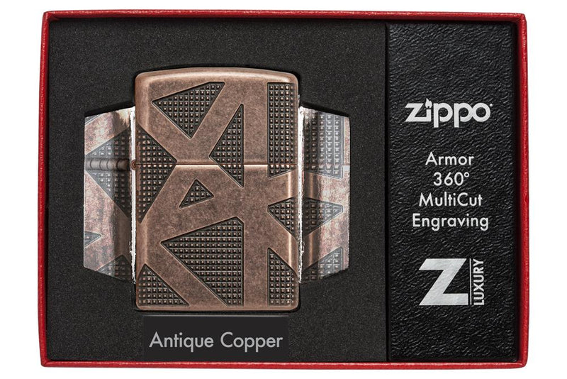 Zippo 49036  Armor Geometric 360 Design Lighter, Premium Antique Copper Armor Lighter, Zippo windproof Refillable lighter at Lightmen