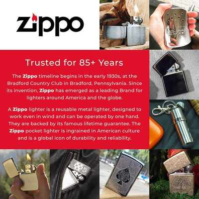 Zippo Classic Brass Herringbone Sweep Lighter, Zippo 24648 Lighter, Pocket Size Best Windproof Lighter in India, Zippo India
