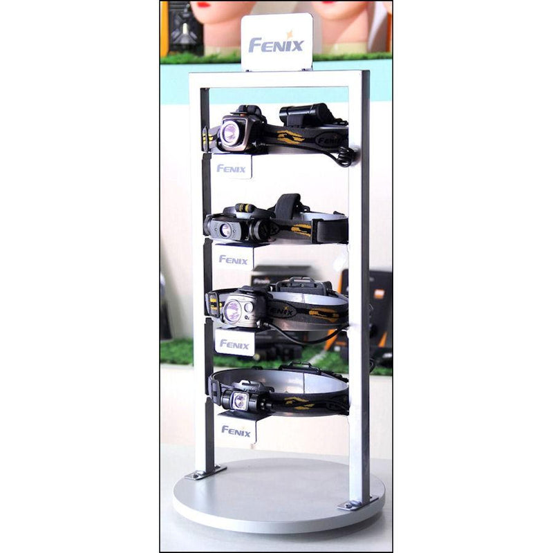 Fenix Showcase stand for Fenix Headlamps, Metal rotatable Stand for Fenix Headlamps for Dealers in India, retail store stand