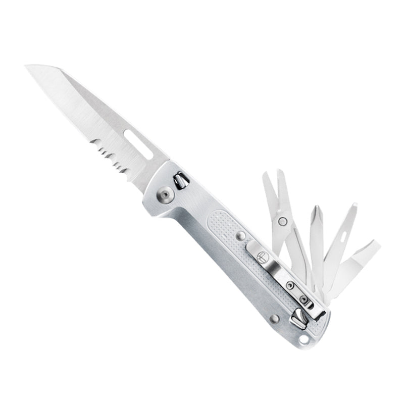 Leatherman FREE Series, Leatherman K4X Pocket Outdoor Knife & Multi Tool, EDC Compact Foldable Knife by Leatherman, 420HC Combo Blade Straight & Serrated Blade, Pry Tool, Awl, phillips screwdriver, Spring-action Scissors, Buy Leatherman Tools Online in India at LightMen