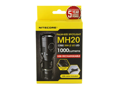 Nitecore MH20 LED Flashlight, 1000 Lumens Compact Powerful Torch, USB Rechargeable Flashlight, Spotlight LED Torch 