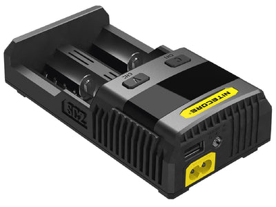 Nitecore Superb charger SC2, Speedy Fast Charger with two slots, Charger for Rechargeable Batteries, Compatible Charger for Li-ion, IMR, LiFePO4, Ni-MH, NiCd