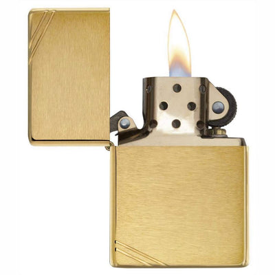 Zippo Replica Vintage with Slashes Brushed Brass Lighter, Zippo 240 Replica Lighter, Pocket Size Best Windproof Lighter in India, Zippo India