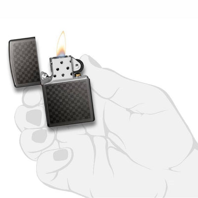 Zippo Gray Iced Carbon Fiber Design, Zippo 29823 Lighter, Pocket Size Best Windproof Lighter in India, Zippo India