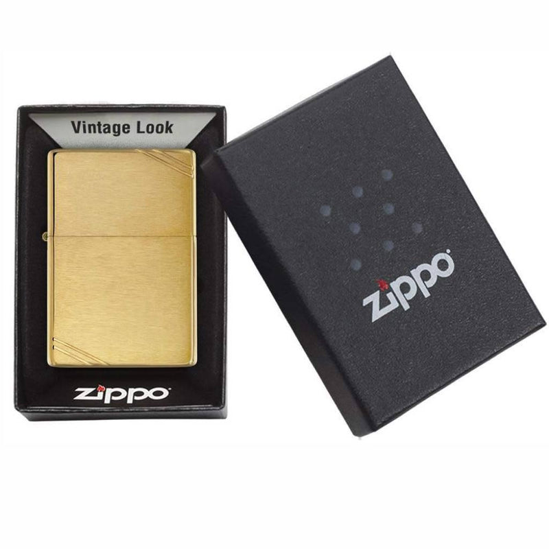 Zippo Replica Vintage with Slashes Brushed Brass Lighter, Zippo 240 Replica Lighter, Pocket Size Best Windproof Lighter in India, Zippo India